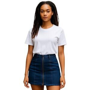 We The Free Women Zipper Front Blue Denim Mini Skirts Size 2 - NWT